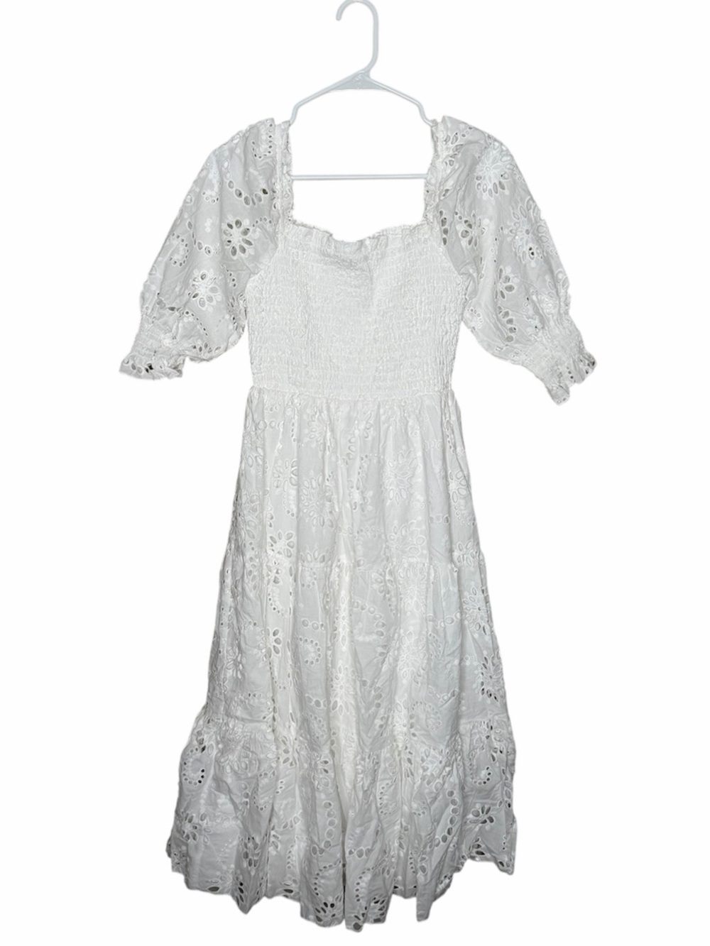 NWT Baltic Born Ella Eyelet Midi Dress Size Small in White Smocked Floral - Picture 2 of 10